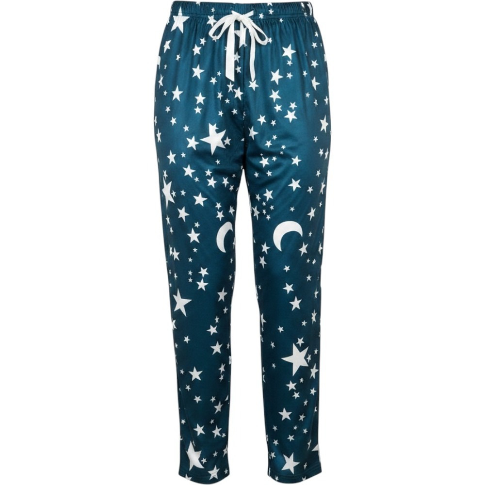 Celestial Star Moon Pajama Pants Teal Blue Drawstring Sleepwear Plus Size 3XL
